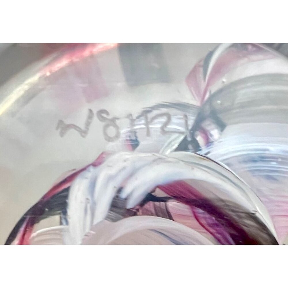 Caithness Glass Paperweight Ribbons Swirl Snail Pink White Black Scotland 3" - Picture 11 of 11